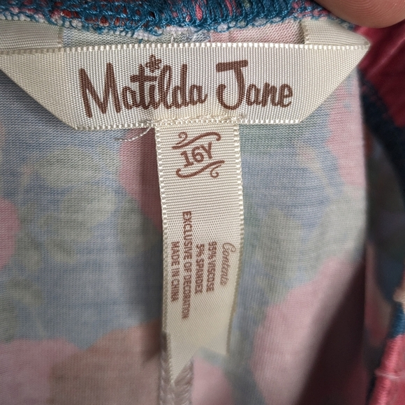 Matilda Jane Pink Red Blue Floral Rose Pull On Pant 16 - Picture 5 of 6